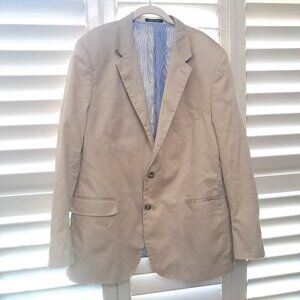 Alan Flusser Mens 46L suit jacket blazer sport coat 46 LONG cotton casual cream